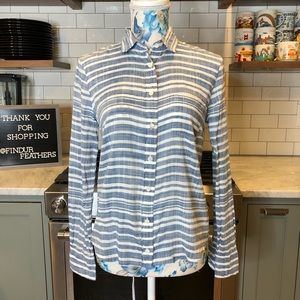J. Crew Blue and White Striped Button Down Shirt